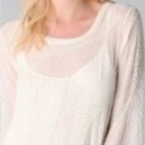 Rory Becca Blouse Ivory White Beaded Sequins Shirt Tunic Size Small‎